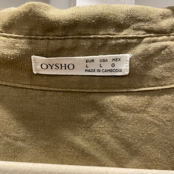 Oysho 100% linen Olive Green Button down L - oversized - Picture 4 of 5